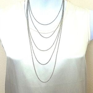 Necklace multiple layered strand chain silver New